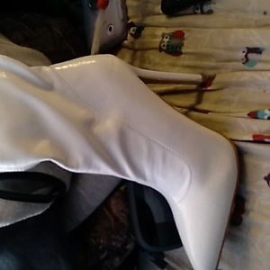 Thigh High White leather boots